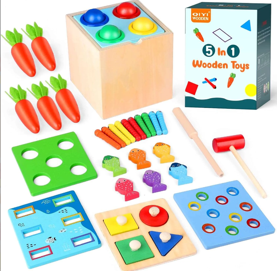 Montessori Wooden 5-in-1 Educational Toy Set
