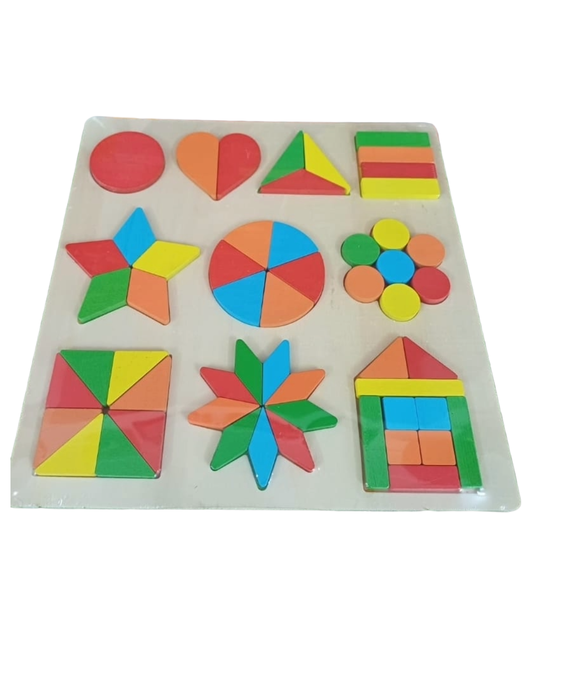 Wooden Geometric Shape Puzzle Board – Color & Shape Learning Toy for Kids